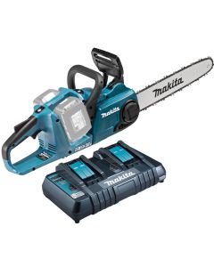 Pachet drujba Profesionala Makita DUC355Z acumulatori 2xBL1860B incarcator rapid dublu DC18RD ulei lant 1l