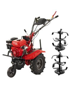 Motocultor Rotakt Gardian RO110RVE pornire electrica motor 8CP 212 cmc benzina 2+1 viteze latime lucru 56-90 cm freze roti cauciuc 5.00-8"