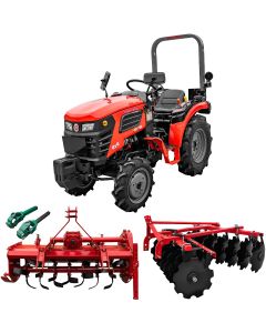 Tractor Rotakt Trident tractiune 4x4 motor 25CP diesel 3 cilindri capacitate cilindrica 1132 cmc CIV inclus + grapa cu disc latime lucru 120 cm + freza tractata latime lucru 120 cm