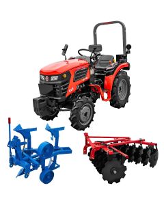 Tractor Rotakt Trident tractiune 4x4 motor 25CP diesel 3 cilindri capacitate cilindrica 1132 cmc CIV inclus + grapa cu disc latime lucru 120 cm + plug reversibil manual cu 2 trupite