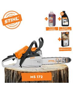 Motofierastrau STIHL MS 172 putere 1.9 CP lama 35 cm 1.1 mm pas lant 3/8"P + ulei amestec 2T 1L + ulei forest plus 2L + service kit 18