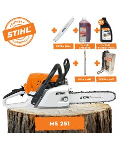 Motofierastrau STIHL MS 251 Putere 3 CP lama 40cm 1.6 mm pas lant .325" + ulei amestec 2T 1L + ulei forest plus 2L + extra lant + extra sina + pila lant