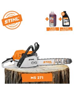 Motofierastrau profesional STIHL MS 271 putere 3.5CP lama D45cm 1.6mm pas lant .325"  26RS + ulei amestec 2T 1L + ulei forest plus 2L