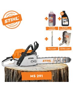 Motofierastrau STIHL MS 291 putere 3.8CP lama 40cm 1.6mm pas lant .325" + ulei amestec 2T 1L + ulei forest plus 2L + extra lant + pila lant