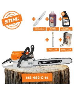 Motofierastrau profesional STIHL MS 462 C-M putere 4.4 kW lama 50cm pas lant 3/8" + ulei amestec 2T 1L + ulei forest plus 2L + extra lant + extra sina + pila lant