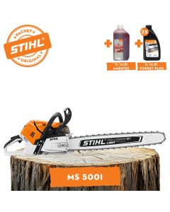 Motofierastrau profesional STIHL MS 500i putere 6.8CP lama 50cm pas lant 3/8" RS Rollomatic S + ulei amestec 2T 1L + ulei forest plus 2L