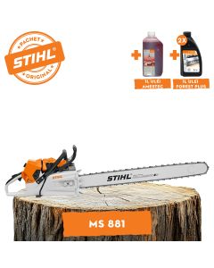 Motofierastrau profesional STIHL MS 881 putere 8.7CP lama 105 cm pas lant .404" RS + ulei amestec 2T 1L + ulei forest plus 2L