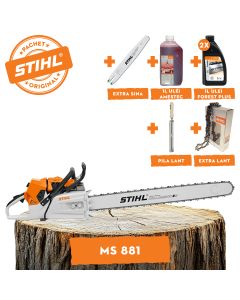 Motofierastrau profesional STIHL MS 881 putere 8.7CP lama 105 cm pas lant .404" RS + ulei amestec 2T 1L + ulei forest plus 2L + extra lant + extra sina + pila lant