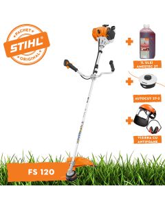 Motocoasa STIHL FS 120 putere 1.8 CP autocut 25-2 chinga de transport + ulei amestec 2T 1L + extra AutoCut 27-2 + viziera cu antifoane