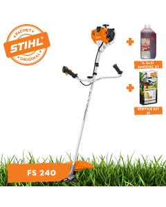 Motocoasa STIHL FS 240 motor 2.3 CP latime lucru 42cm cutit taietor pentru tufisuri 250-3 chinga de transporti + ulei amestec 2T 1L + service kit 41