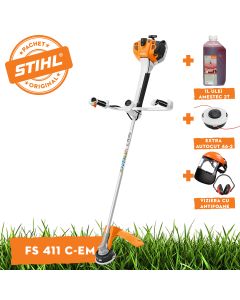 Motocoasa STIHL FS 411 C-EM benzina Ergostart putere 2kW diametru taiere 52cm autocut 46-2 ham advance plus + ulei amestec 2T 1L + extra AutoCut 46-2 + viziera cu antifoane