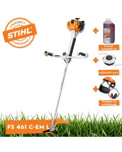 Motocoasa profesionala STIHL FS 461 C-EM L Ergostart putere 2,2kW diametru taiere 52cm cutit taietor pentru tufisuri 300-3 ham advance + ulei amestec 2T 1L + AutoCut 46-2 + viziera cu antifoane