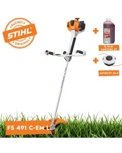Motocoasa profesionala STIHL FS 491 C-EM L ErgoStart benzina putere 2,4kW diametru taiere 52 cm cutit taietor pentru tufisuri BC 300-3 ham advance + ulei amestec 2T 1L + AutoCut 46-2