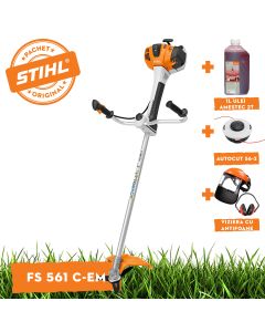 Motocoasa STIHL FS 561 C-EM putere 2,8kW diametru taiere 56 cm cutit taietor pentru tufisuri BC 350-3 ham advance plus + ulei amestec 2T 1L + AutoCut 27-2 + viziera cu antifoane