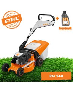 Masina de tuns iarba STIHL RM 248 T autopropulsata benzina latime taiere 46 cm inaltime reglabila cos colector 52 L + ulei motor 10W-30 0.6L