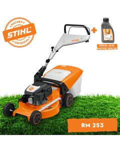 Masina de tuns iarba STIHL RM 253 benzina latime taiere 51 cm inaltime reglabila cos colector 55 L + ulei motor 10W-30 0.6L