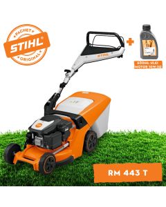 Masina de tuns iarba STIHL RM 443 T benzina autopropulsata latime taiere 41 cm cos colector 52 L + ulei motor 10W-30 0.6L