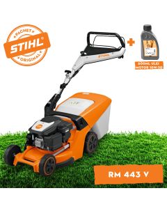 Masina de tuns iarba STIHL RM 443 V benzina autopropulsata latime taiere 41 cm cos colector 52 L + ulei motor 10W-30 0.6L