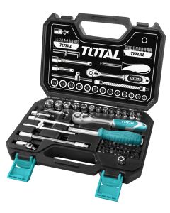 Trusa de chei tubulare 1/4" cu antrenor Total Industrial THT141451 contine 45 de piese